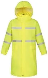 Fluorescent Yellow Long Raincoat