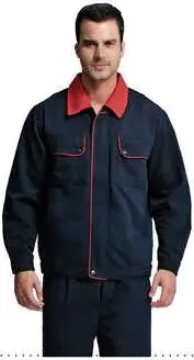 Contrast-Collar Work Suit