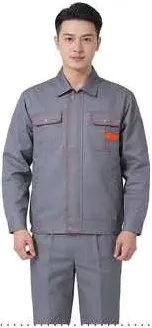 Contrast-Trim Work Suit